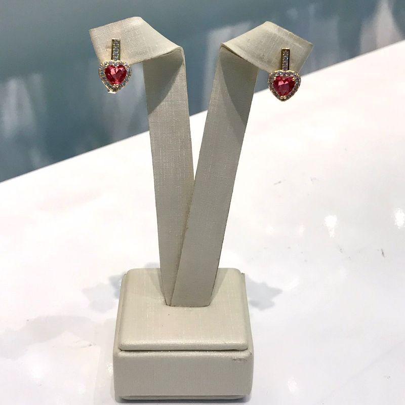 BRINCO CORAÇÃO ZIRCÔNIA PINK GOLD BANHADO A OURO