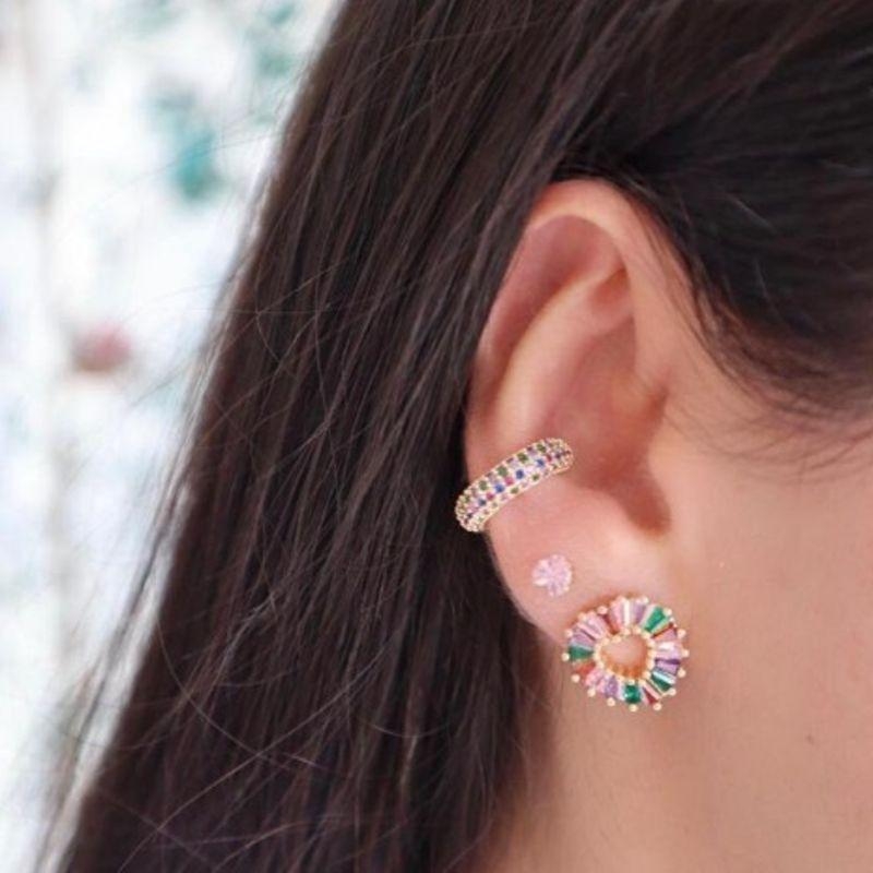 BRINCO MINI CORAÇÃO ZIRCÔNIA ROSA CLARO BANHADO A OURO