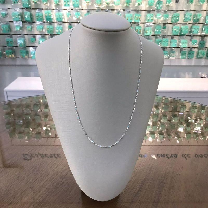 COLAR CHAPINHA DE CORAÇÃO 50CM BANHADO A PRATA