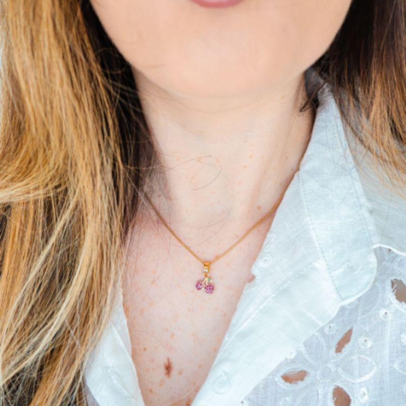 COLAR CHERRY EM ZIRCÔNIA BANHADO A OURO