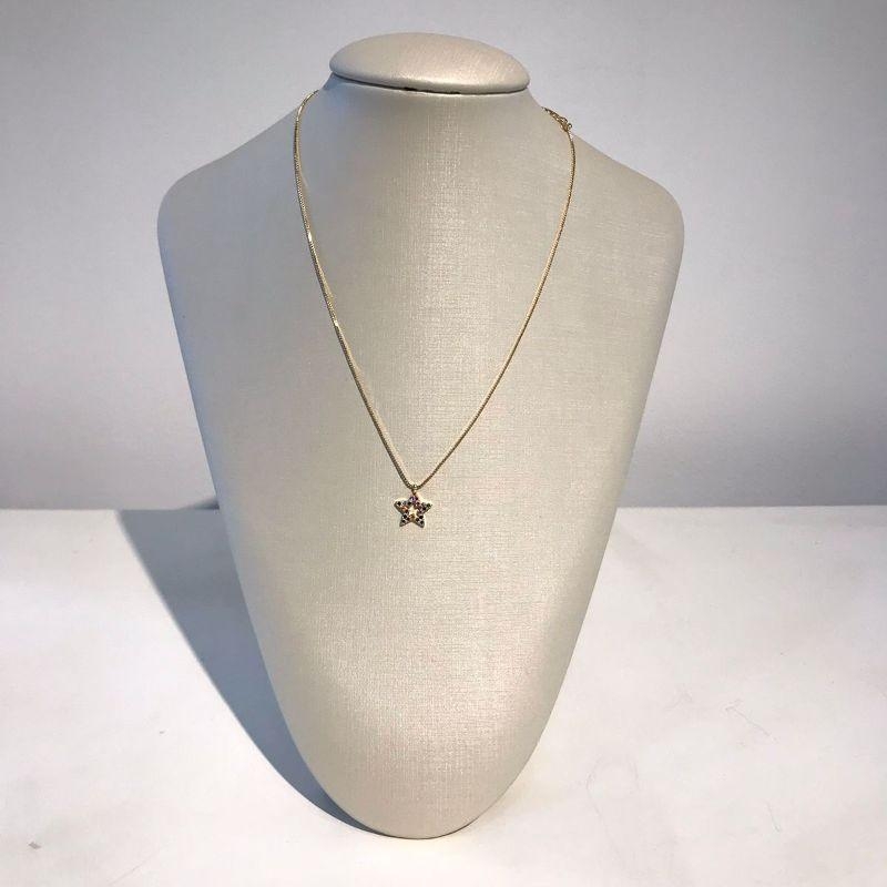 COLAR ESTRELA CRAVEJADA EM ZIRCÔNIA COLORIDA BANHADO A OURO