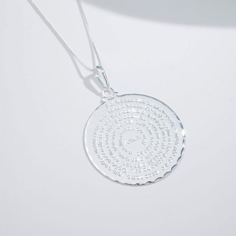 COLAR MEDALHA PAI NOSSO TAM G BANHADO A PRATA