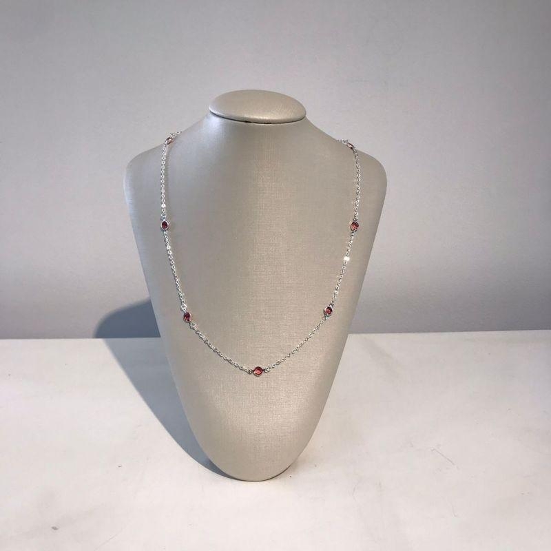 COLAR TIFFANY PINK 50CM BANHADO A PRATA