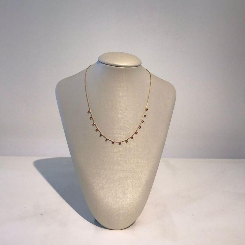 COLAR ZIRCÔNIA PINK BANHADO A OURO