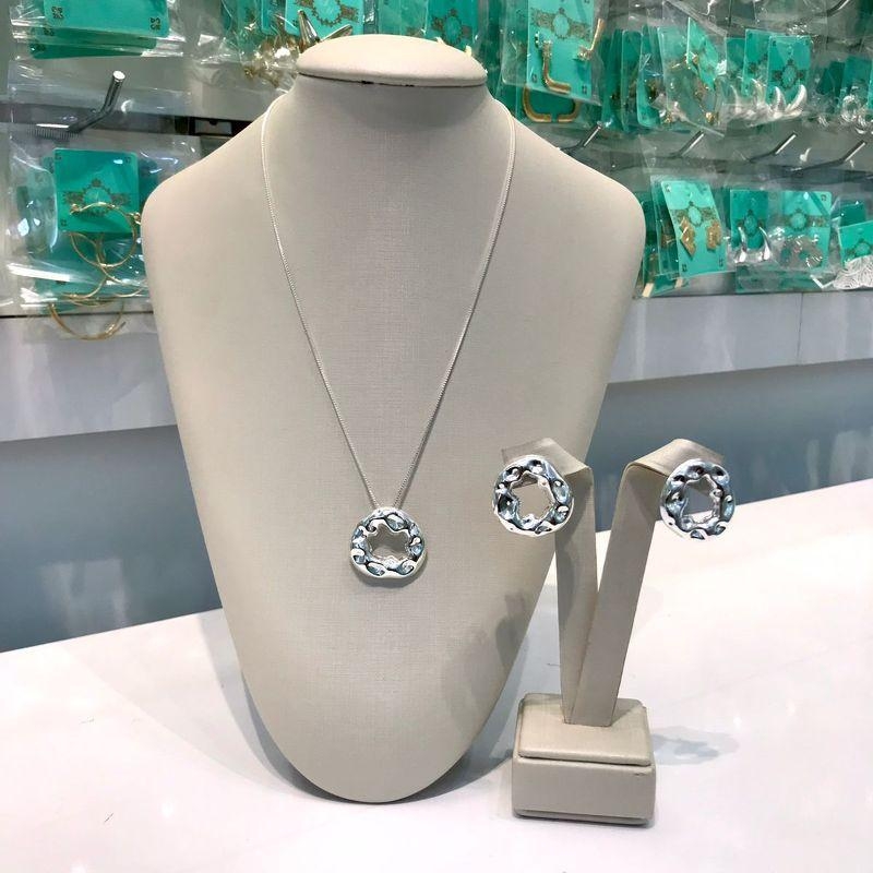 CONJUNTO REDONDO ORGÂNICO PISA BANHADO A PRATA