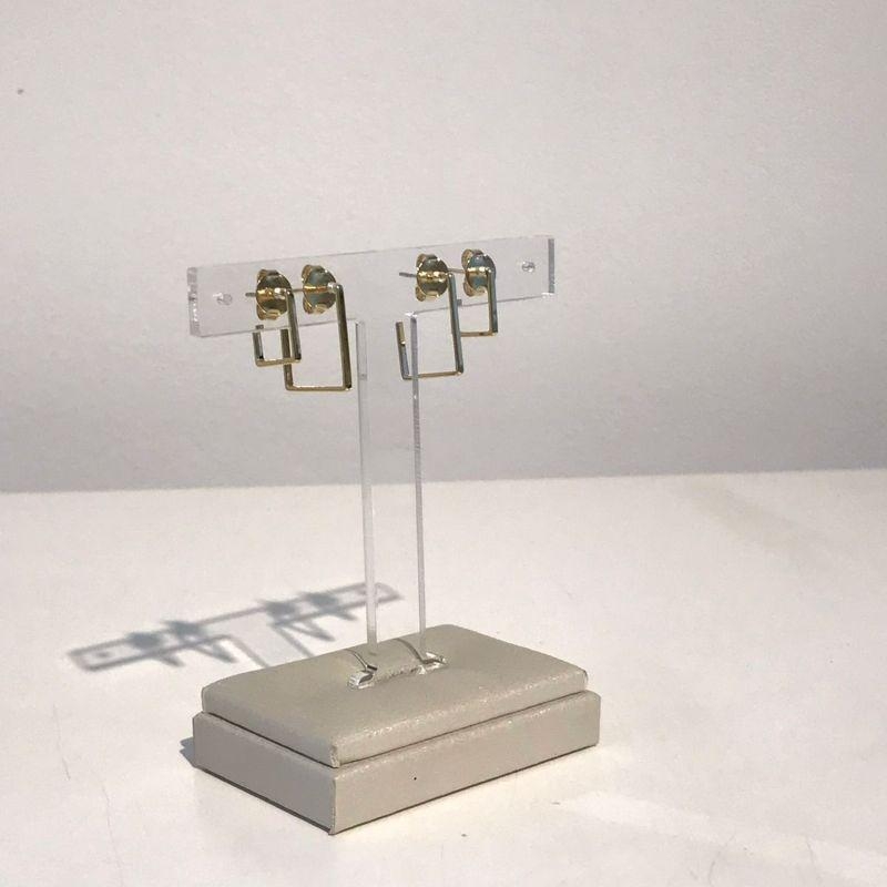 DUPLA DE ARGOLA QUADRADA BANHADO A OURO