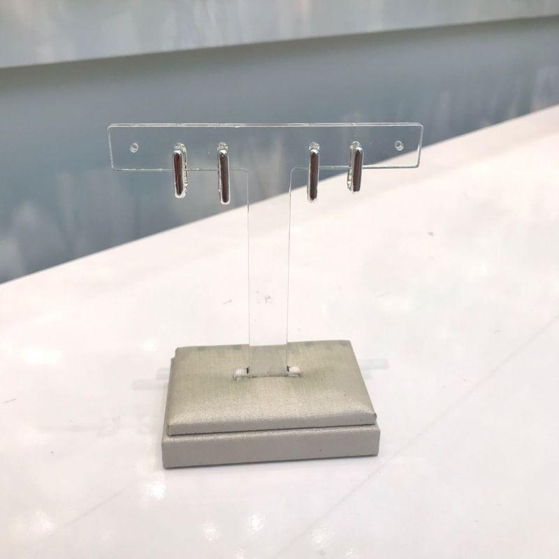 DUPLA DE ARGOLA RETANGULAR BANHADO A PRATA