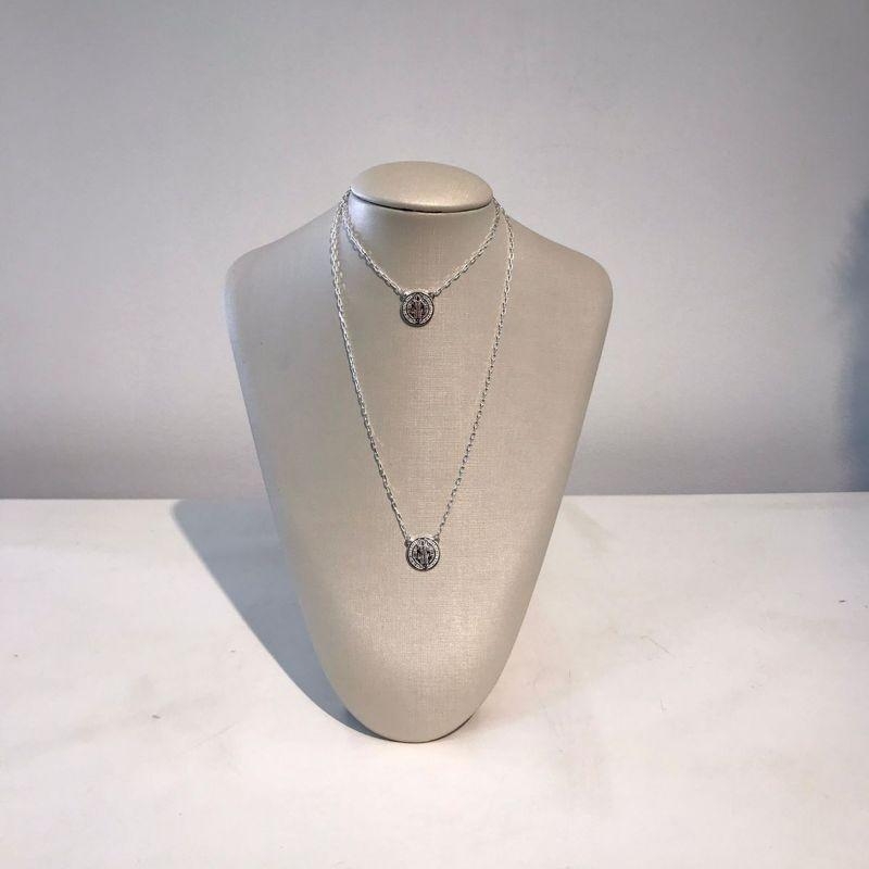 ESCAPULÁRIO SÃO BENTO FÉ BANHADO A PRATA