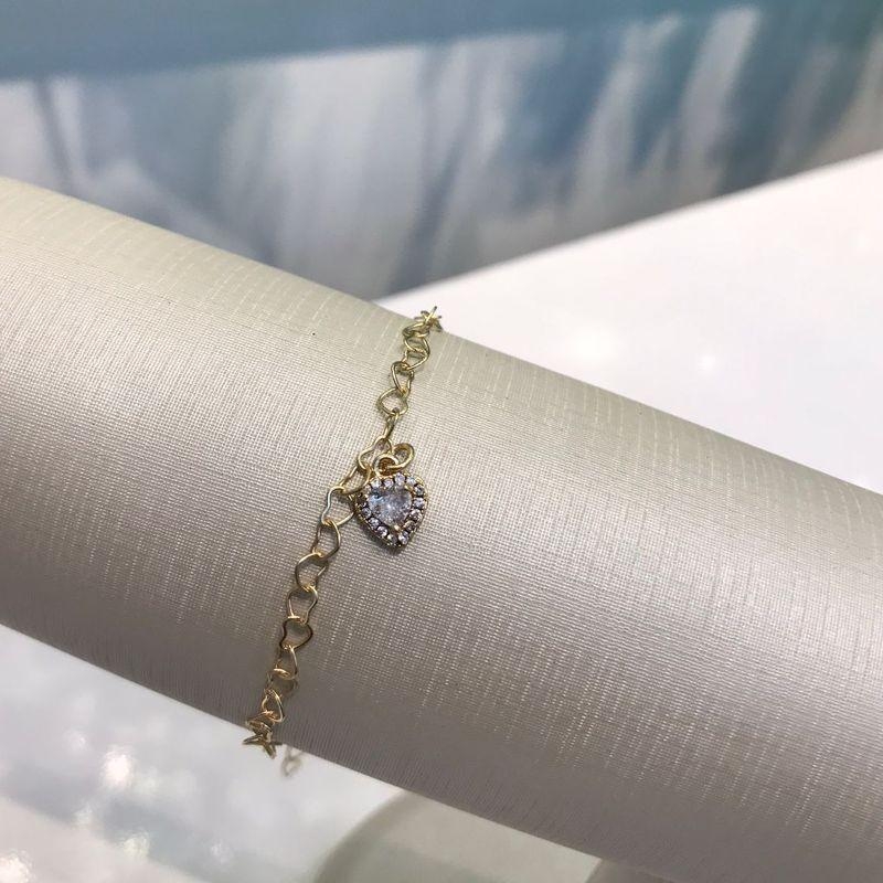 PULSEIRA CORAÇÕES ZIRCÔNIA BANHADO A OURO