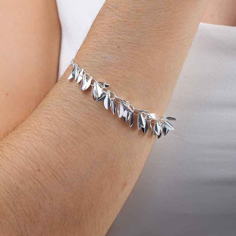 PULSEIRA FOLHAS BANHADO A PRATA