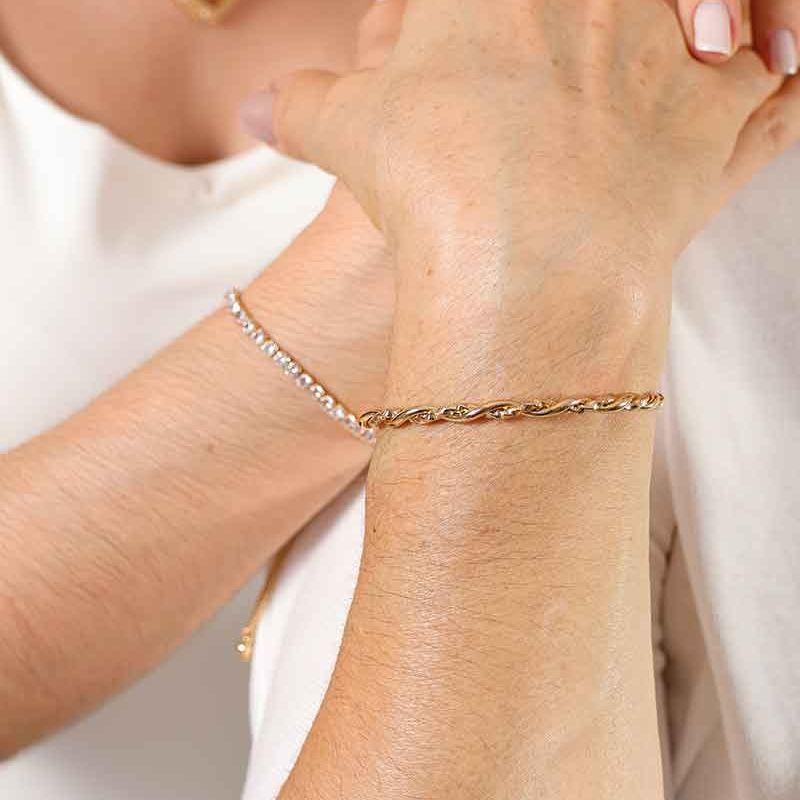 PULSEIRA RIVIERA CRISTAL REGULÁVEL BANHADO A OURO