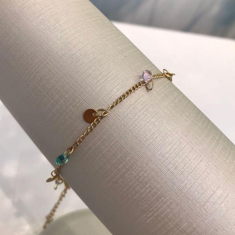 PULSEIRA TIFFANY ZIRCÔNIA COLORIDA BANHADO A OURO