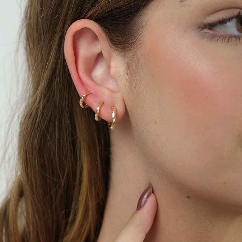 TRIO DE ARGOLA LISO BANHADO A OURO