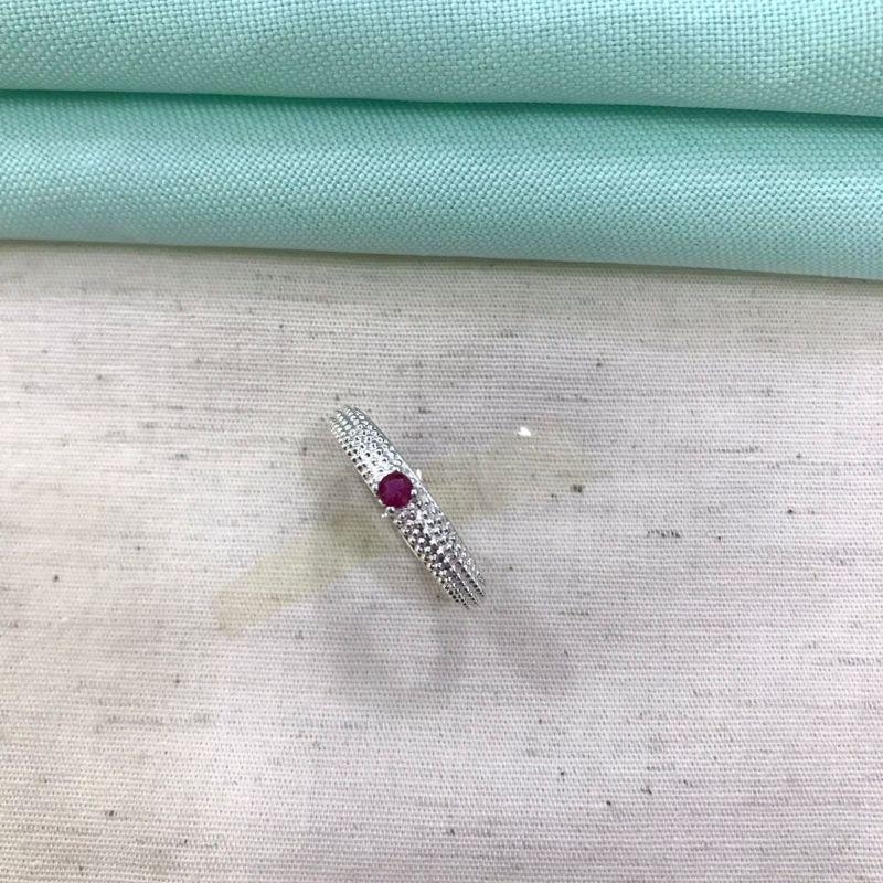 ANEL TEXTURIZADO ZIRCÔNIA PINK BANHADO A PRATA