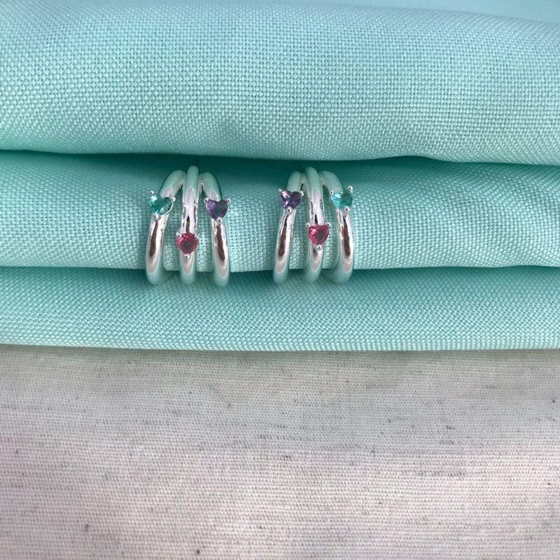 ARGOLA ZIRCÔNIA COLORIDA BANHADO A PRATA