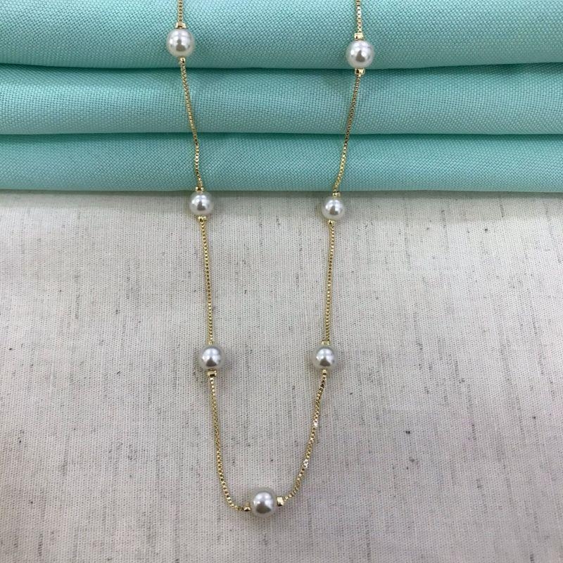 COLAR DE PÉROLA 65CM BANHADO A OURO