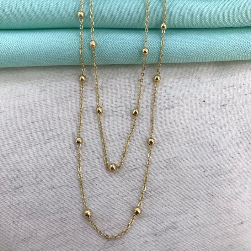 COLAR DUPLO MINI ESFERA BANHADO A OURO
