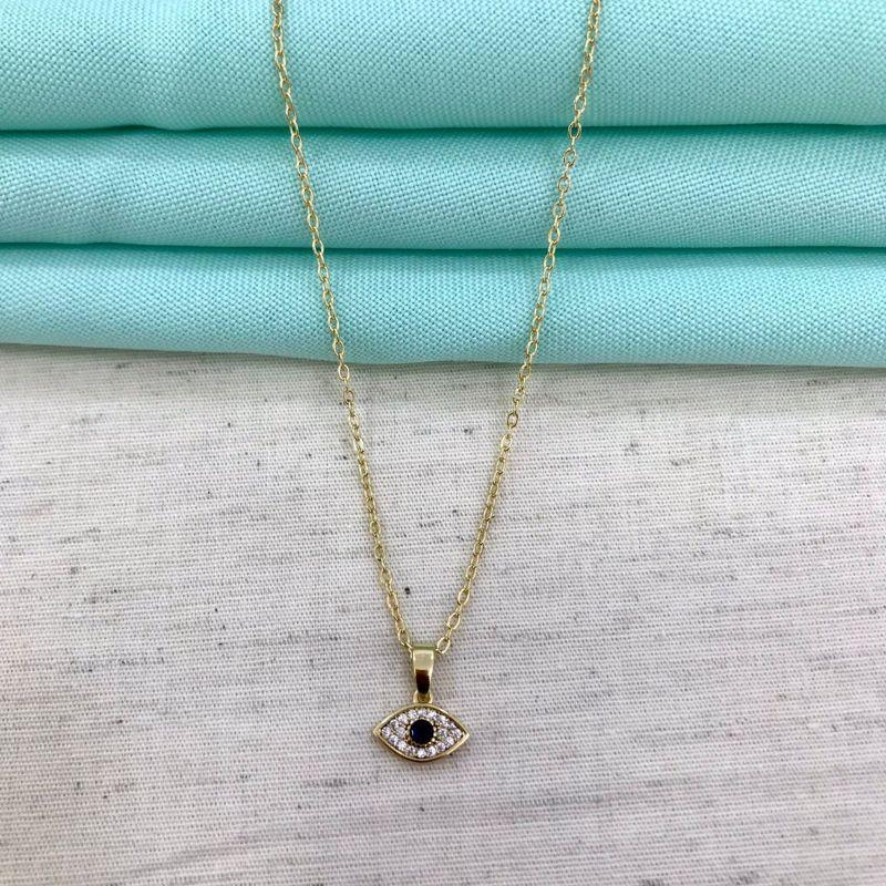 COLAR OLHO GREGO ZIRCÔNIA BANHADO A OURO