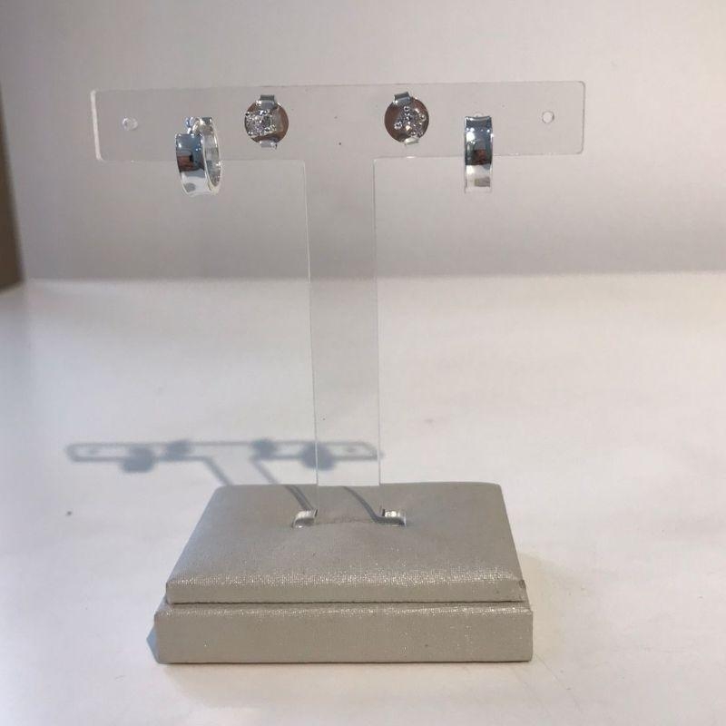 DUPLA  ARGOLA PONTO DE LUZ BANHADO A PRATA