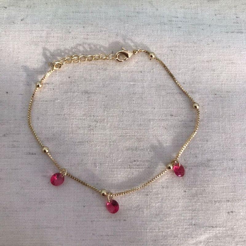 PULSEIRA ESFERA TIFANY PINK BANHADO A OURO