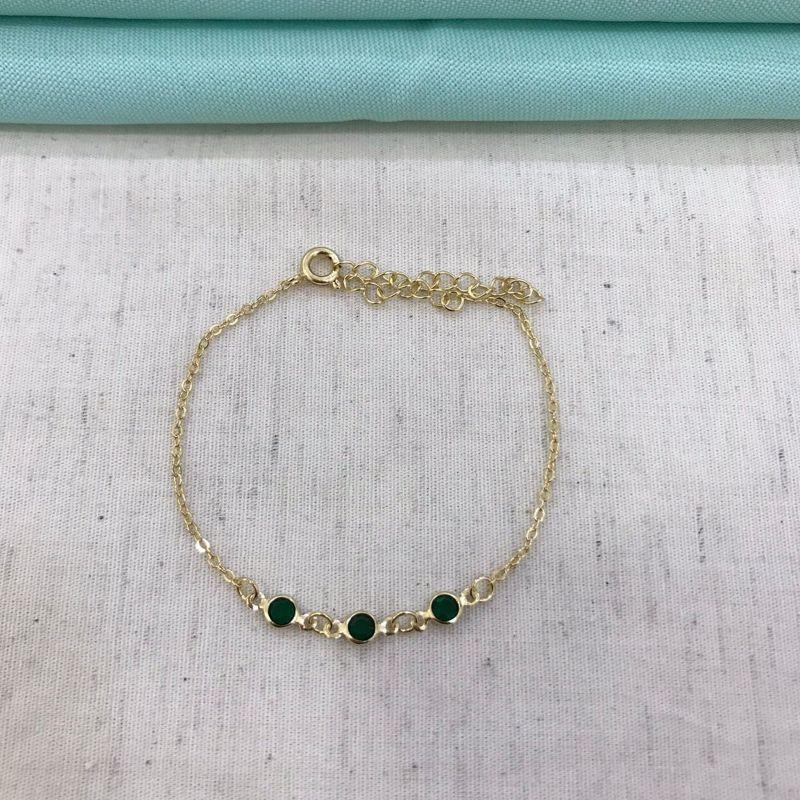 PULSEIRA TIFFANY ESMERALDA BANHADO A OURO