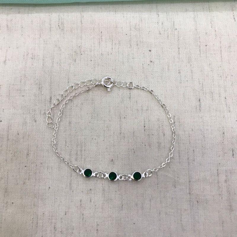 PULSEIRA TIFFANY ESMERALDA BANHADO A PRATA