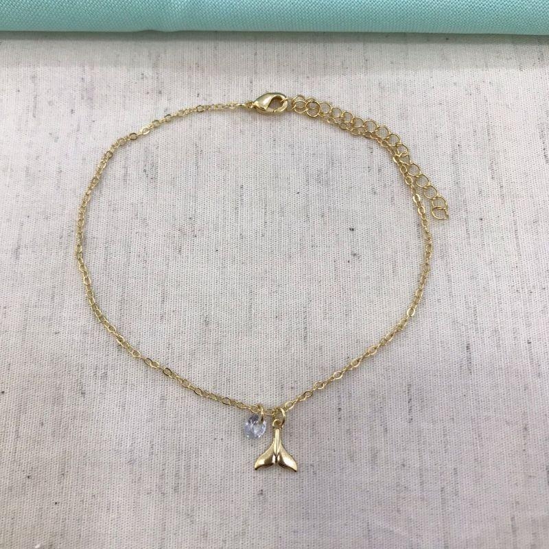 TORNOZELEIRA RABO DE SEREIA TIFFANY BANHADO A OURO