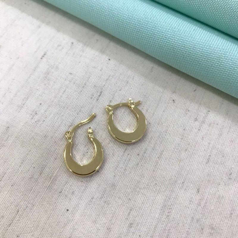 ARGOLA OVAL WIDE FECHO ITALIANO BANHADO A OURO