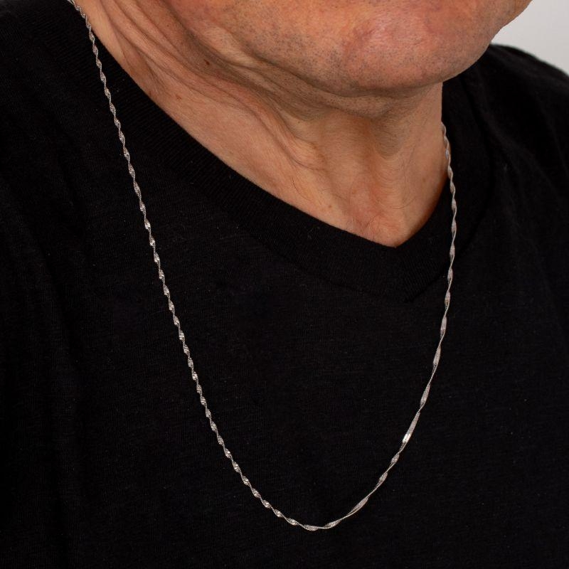 CORRENTE SINGAPURA MACULINO AÇO INOXIDÁVEL PRATA