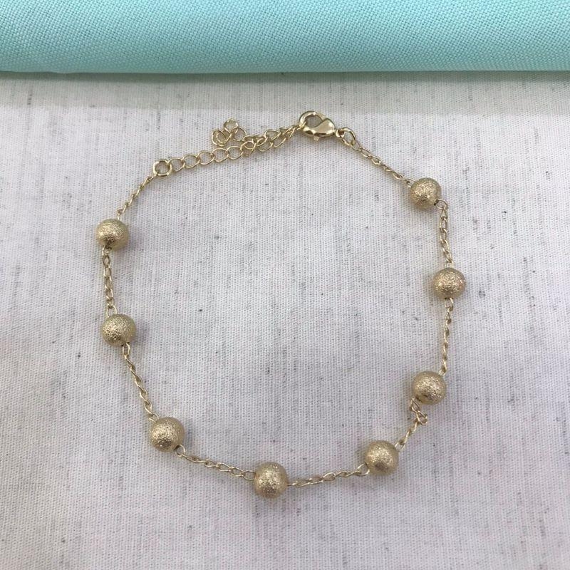PULSEIRA ESFERA FOSCA BANHADO A OURO