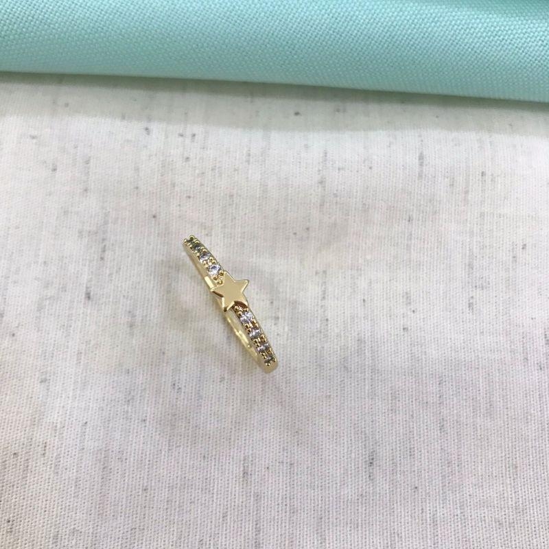 ANEL ESTRELA ZIRCÔNIA BANHADO A OURO