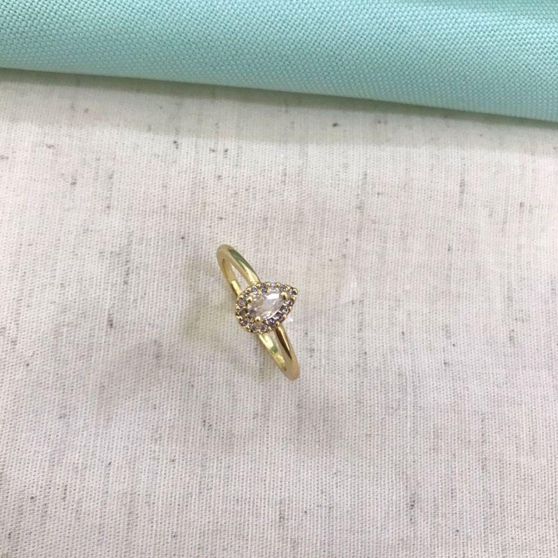 ANEL GOTA ZIRCÔNIA BANHADO A OURO