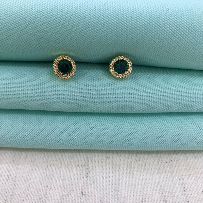 BRINCO RELUZ ZIRCÔNIA VERDE BANHADO A OURO