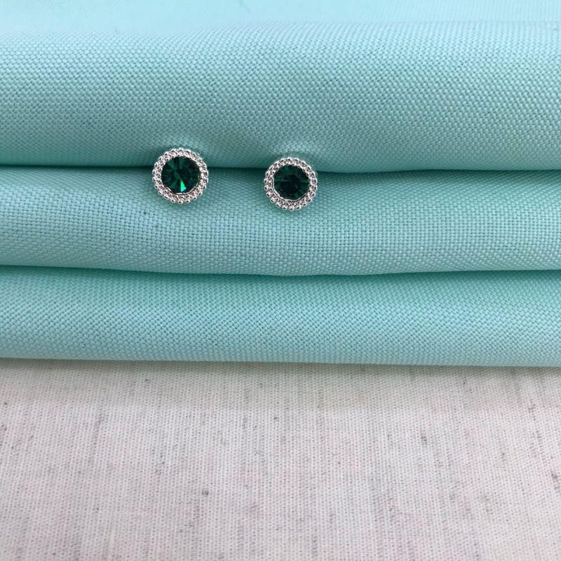 BRINCO RELUZ ZIRCÔNIA VERDE BANHADO A PRATA