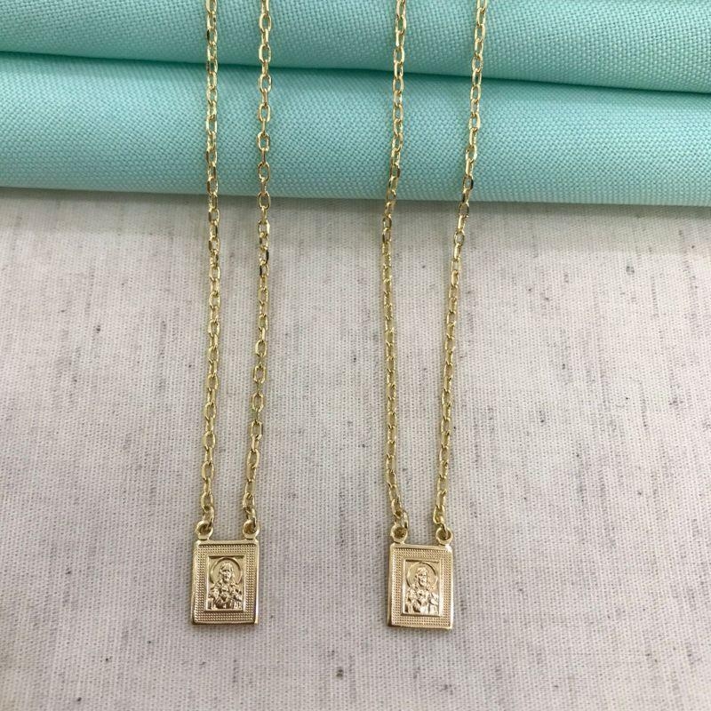 ESCAPULÁRIO CORAÇÃO DE JESUS BANHADO A OURO