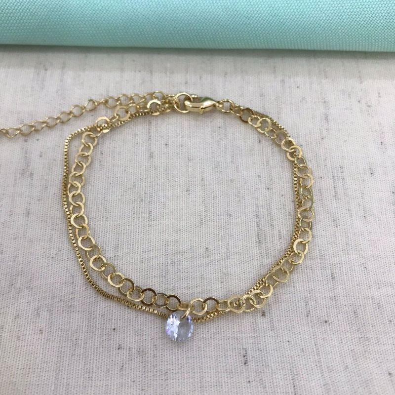 PULSEIRA DUPLA PONTO DE LUZ BANHADO A OURO