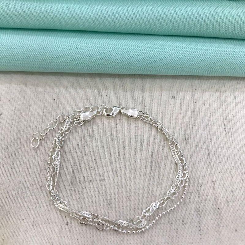 PULSEIRA TRIPLA CORRENTARIA BANHADO A PRATA