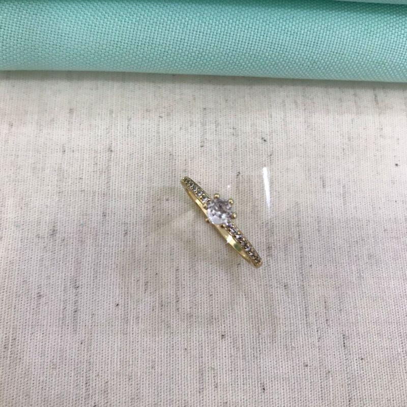 SOLITÁRIO ZIRCÔNIA BANHADO A OURO