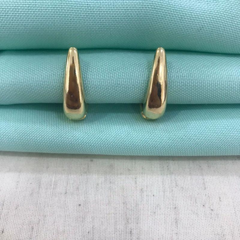 ARGOLA OVAL PUFFER BANHADO A OURO