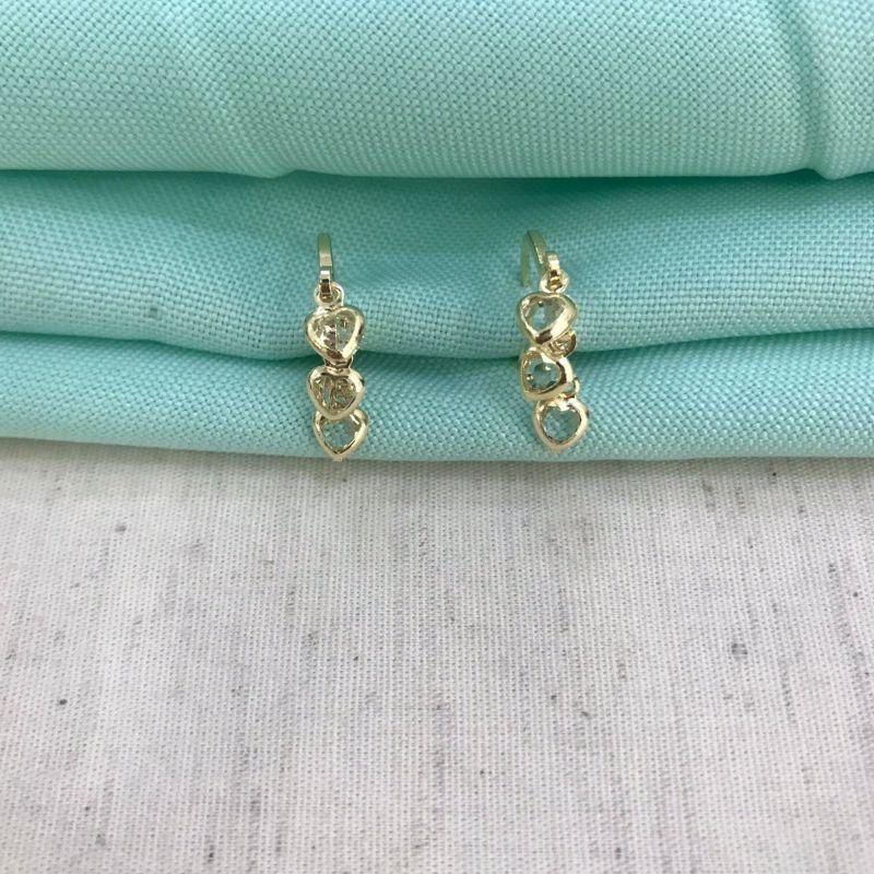 ARGOLINHA TRIO CORAÇÃO BANHADO A OURO