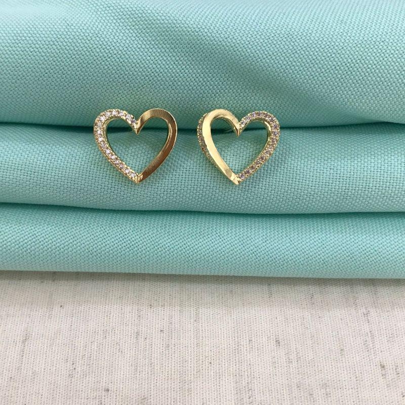 BRINCO CORAÇÃO DUPLO BANHADO A OURO