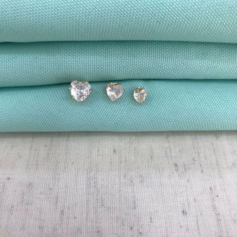 TRIO DE CORAÇÃO EM ZIRCÔNIA BANHADO A OURO