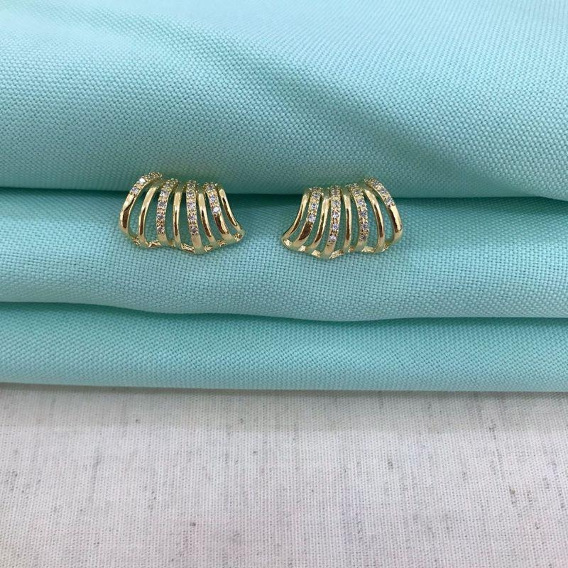 EARCUFF GLAM ZIRCÔNIA BANHADO A OURO