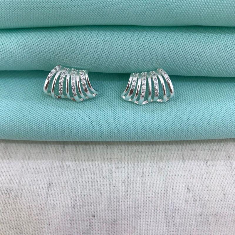 EARCUFF GLAM ZIRCÔNIA BANHADO A PRATA