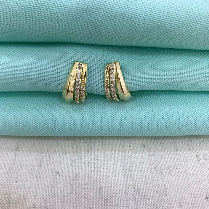 EARCUFF LUMINÁ ZIRCÔNIA BANHADO A OURO