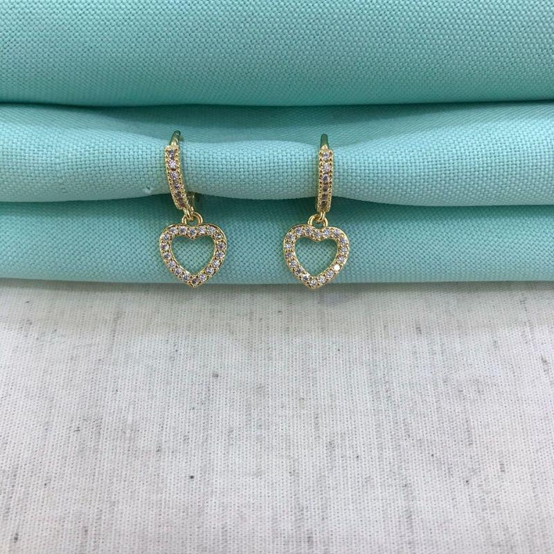 ARGOLA CORAÇÃO ZIRCÔNIA BANHADO A OURO