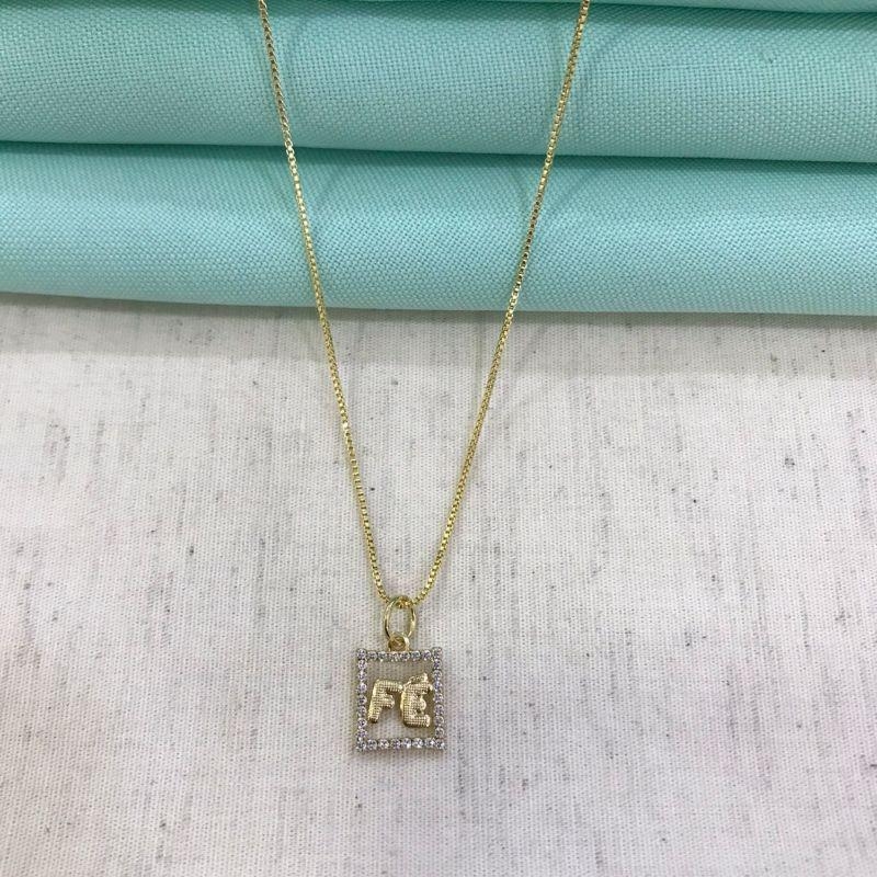 COLAR FÉ ZIRCÔNIA BANHADO A OURO