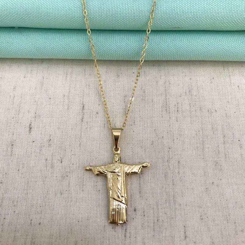 COLAR CRISTO REDENTOR BANHADO A OURO