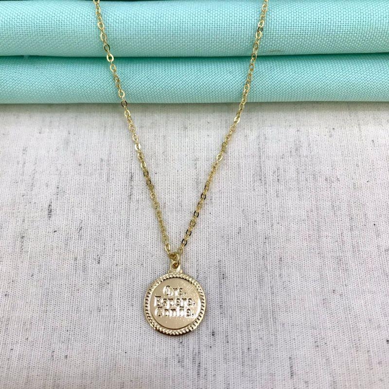 COLAR ORE ESPERE E CONFIE BANHADO A OURO