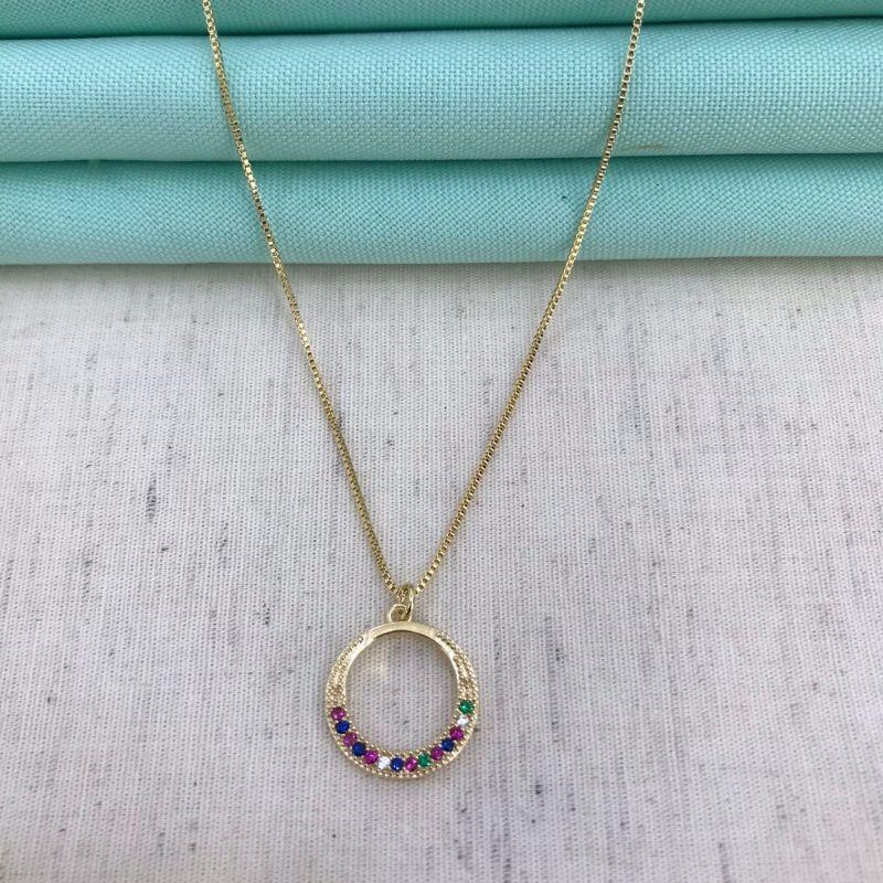 COLAR ZIRCÔNIA COLOR BANHADO A OURO